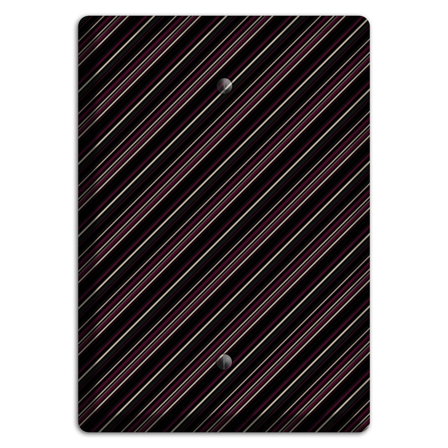 Black with White and Burgundy Angled Pinstripe Blank Wallplate