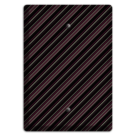 Black with White and Burgundy Angled Pinstripe Blank Wallplate