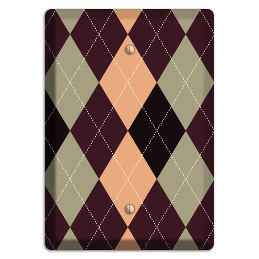 Beige and Brown Argyle Blank Wallplate