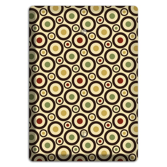 Beige with Olive Mustard Maroon Retro Tiny Bullseye Blank Wallplate