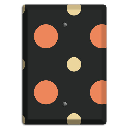 Black with Coral and Beige Multi Medium Polka Dots Blank Wallplate