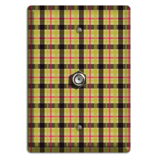 Yellow Black Red Plaid Cable Wallplate