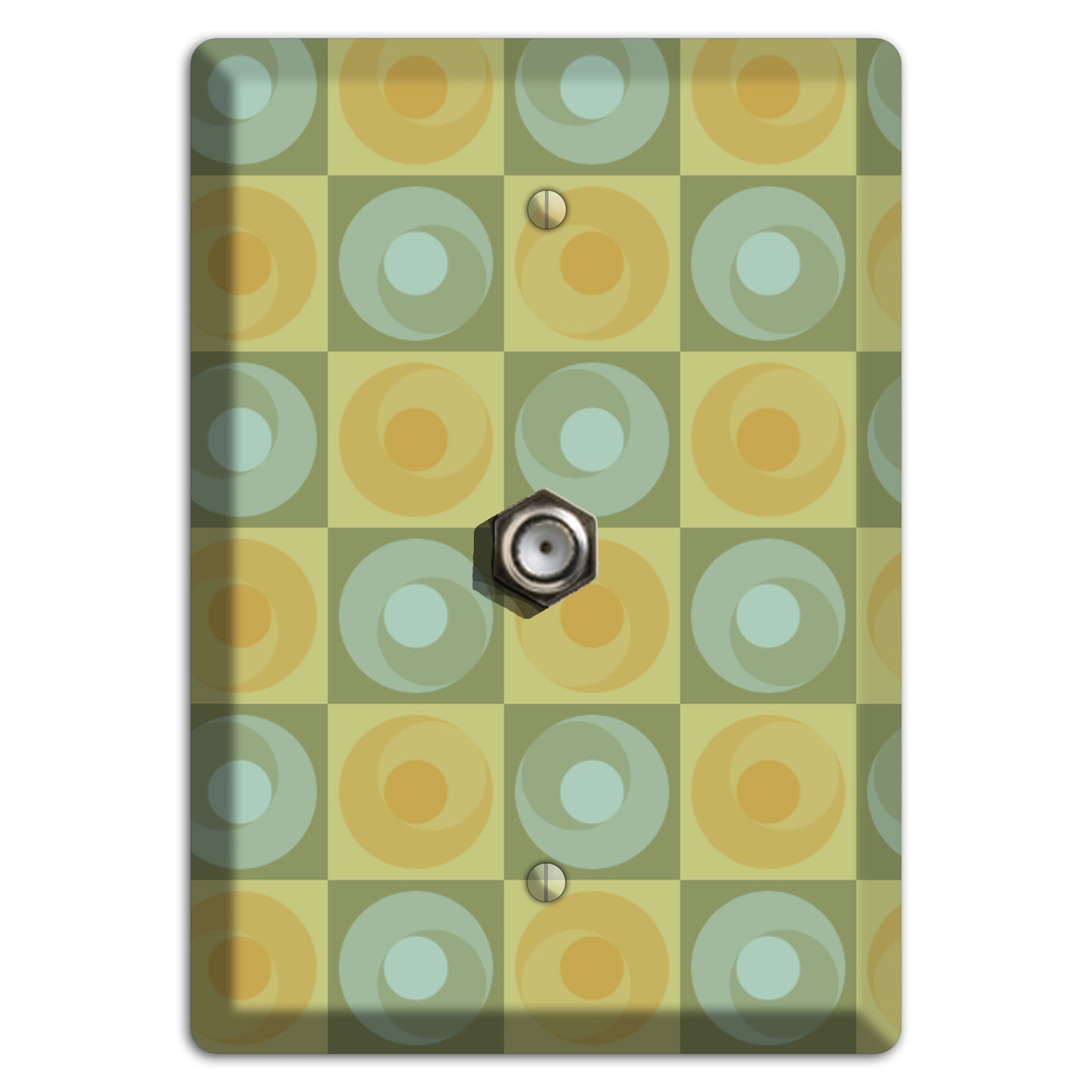 Multi Sage and Mustard Checked Circles Cable Wallplate