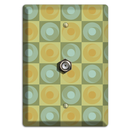 Multi Sage and Mustard Checked Circles Cable Wallplate