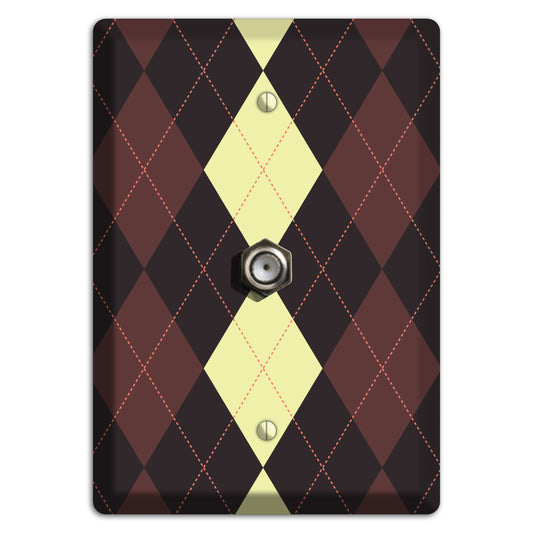 Maroon and Yellow Argyle Cable Wallplate