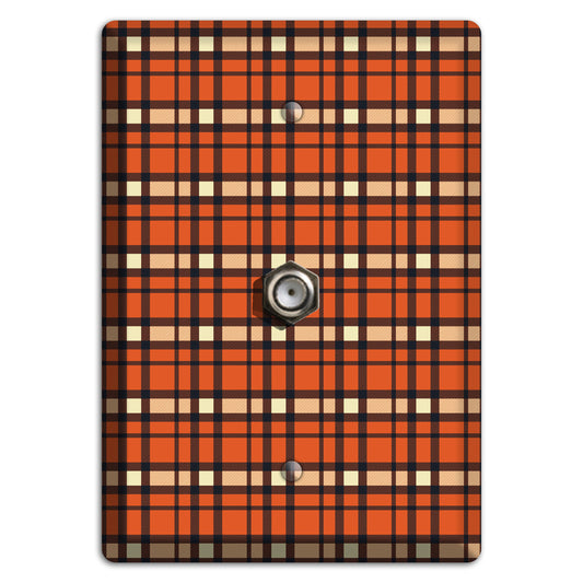 Orange Plaid Cable Wallplate