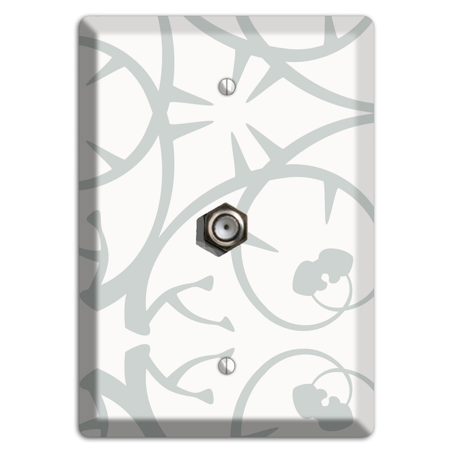 White with Grey Abstract Swirl Cable Wallplate