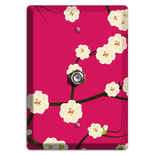 Red Cherry Bloosoms Cable Wallplate