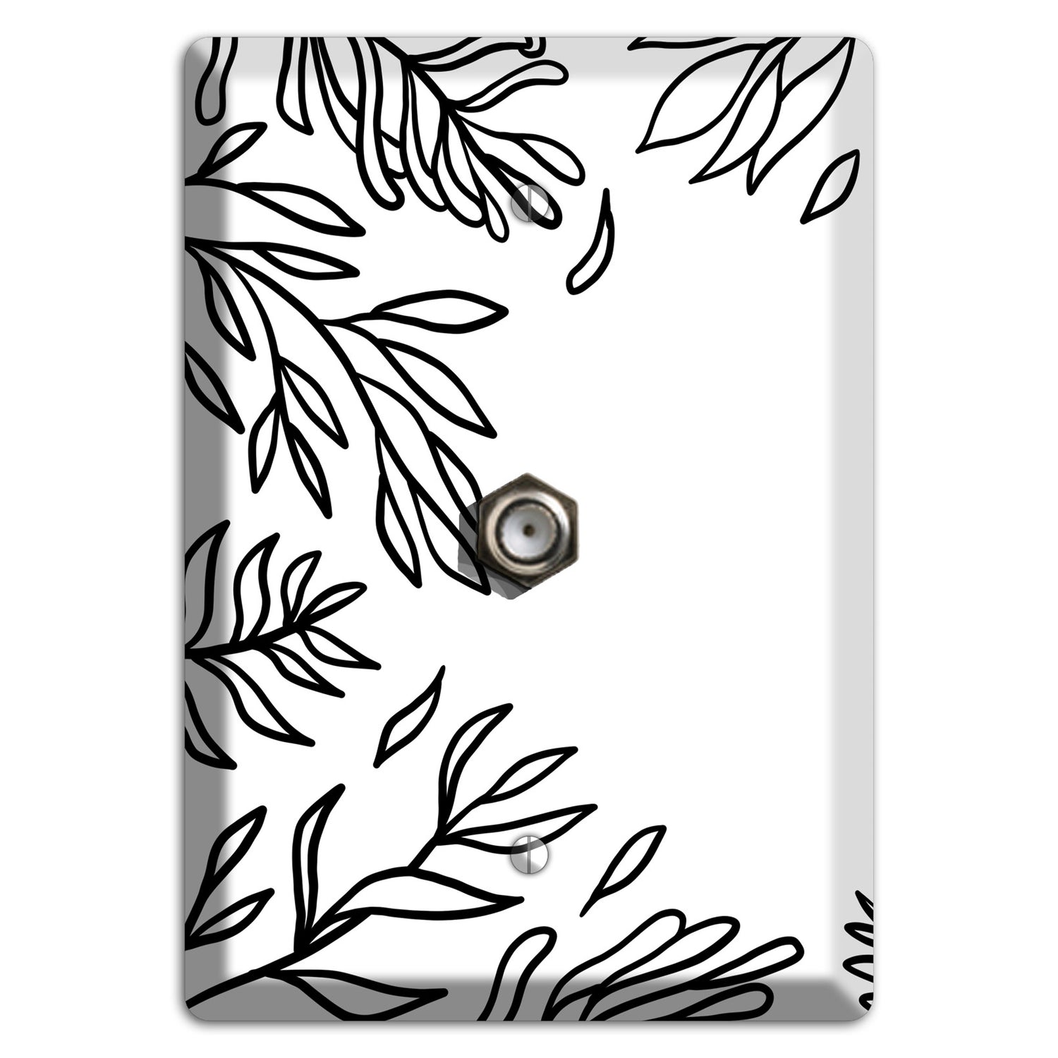 Hand-Drawn Leaves 8 Cable Wallplate