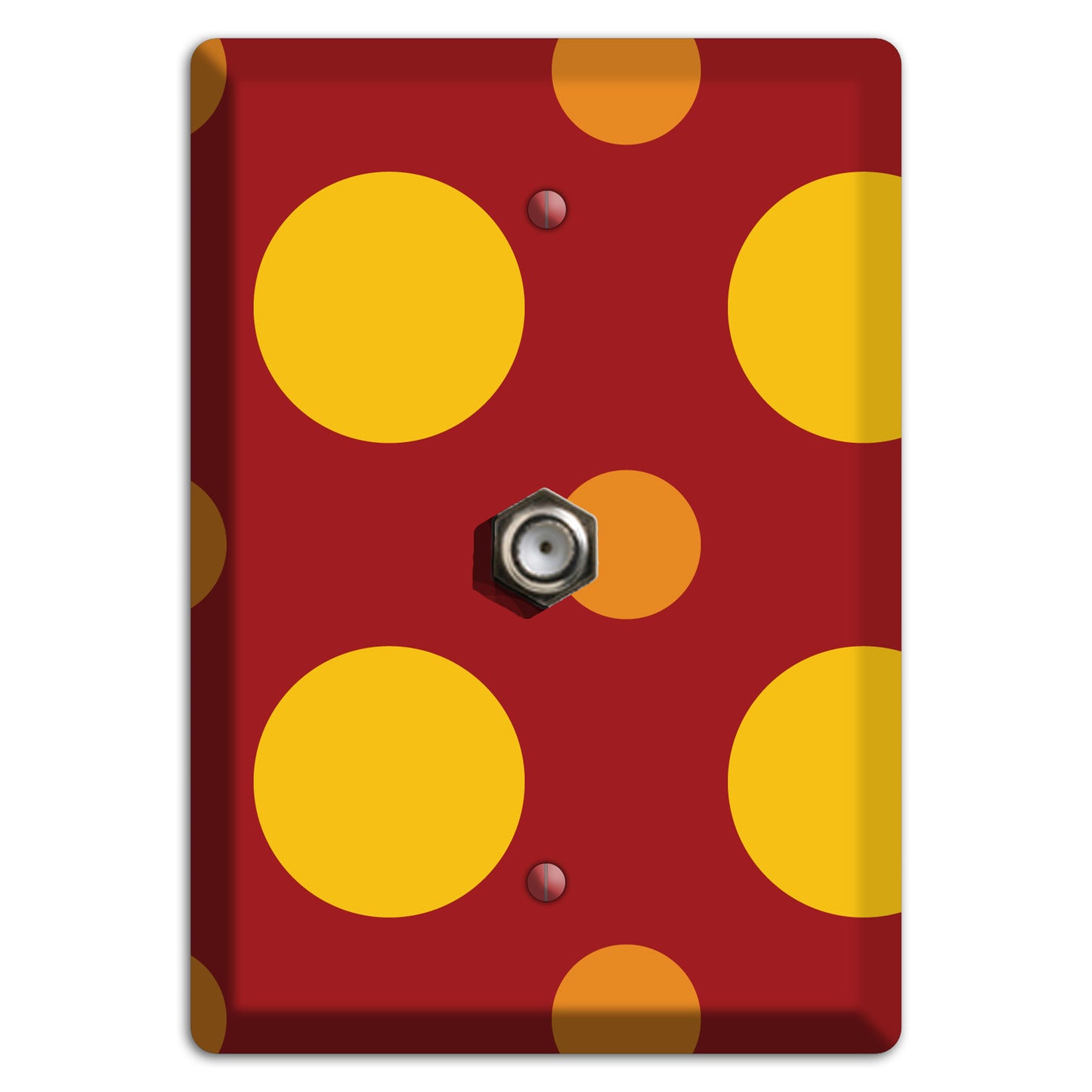 Red with Multi Orange Multi Medium Polka Dots Cable Wallplate