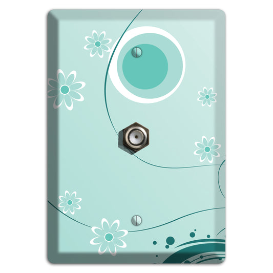 Light Green Floral Cable Wallplate