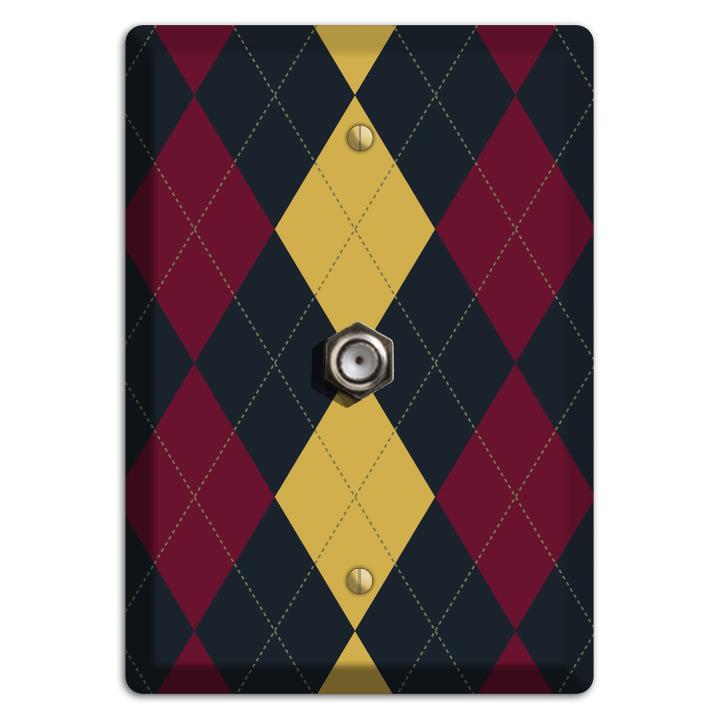 Deep Red and Yellow Argyle Cable Wallplate