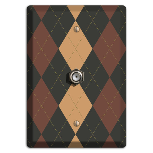 Maroon and Tan Argyle Cable Wallplate