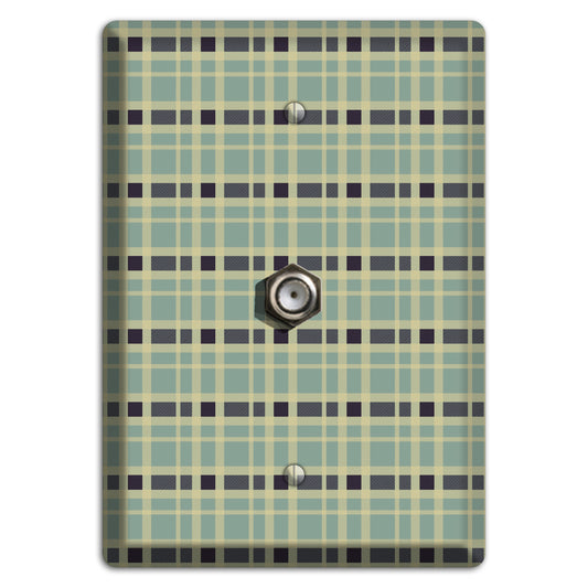 Sage and Black Plaid Cable Wallplate