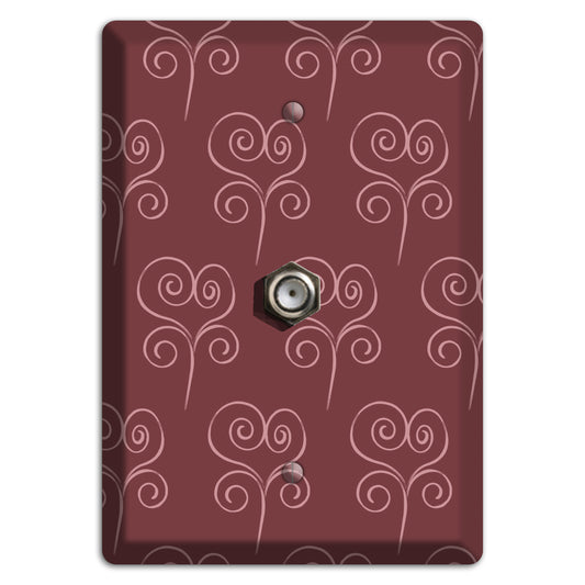 Maroon Scroll Heart Cable Wallplate