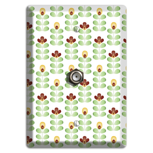 Burgundy Deco Floral Half Drop Cable Wallplate