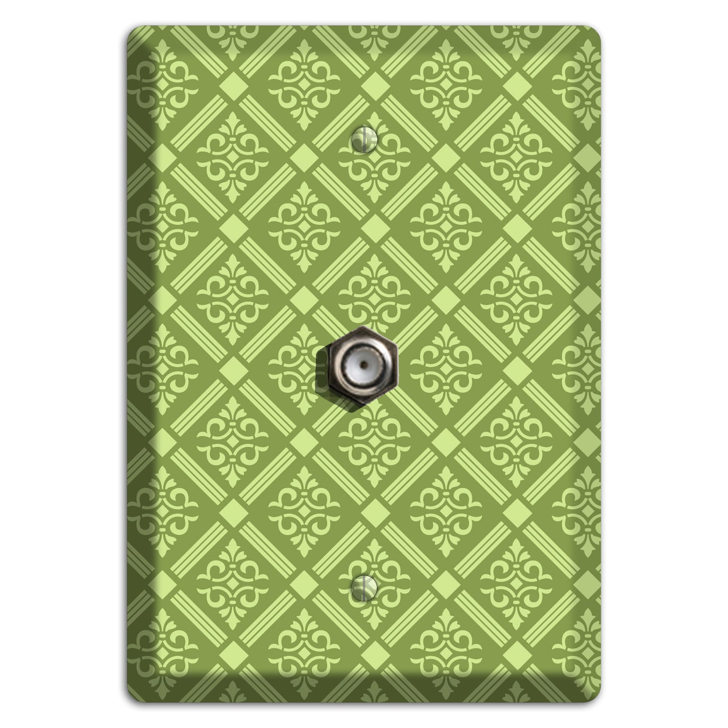 Green Damask diamonds Cable Wallplate