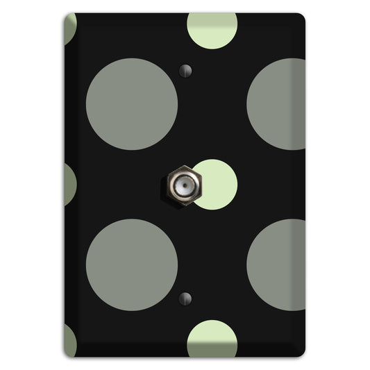 Black with Grey and Sage Multi Medium Polka Dots Cable Wallplate