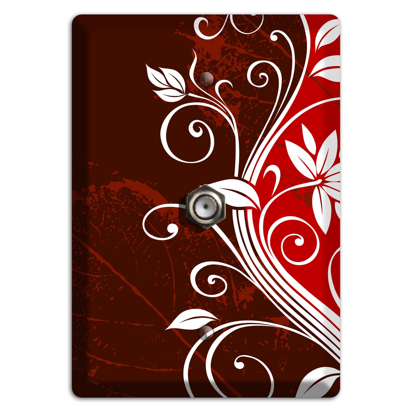 Burgundy and Red Deco Floral Cable Wallplate