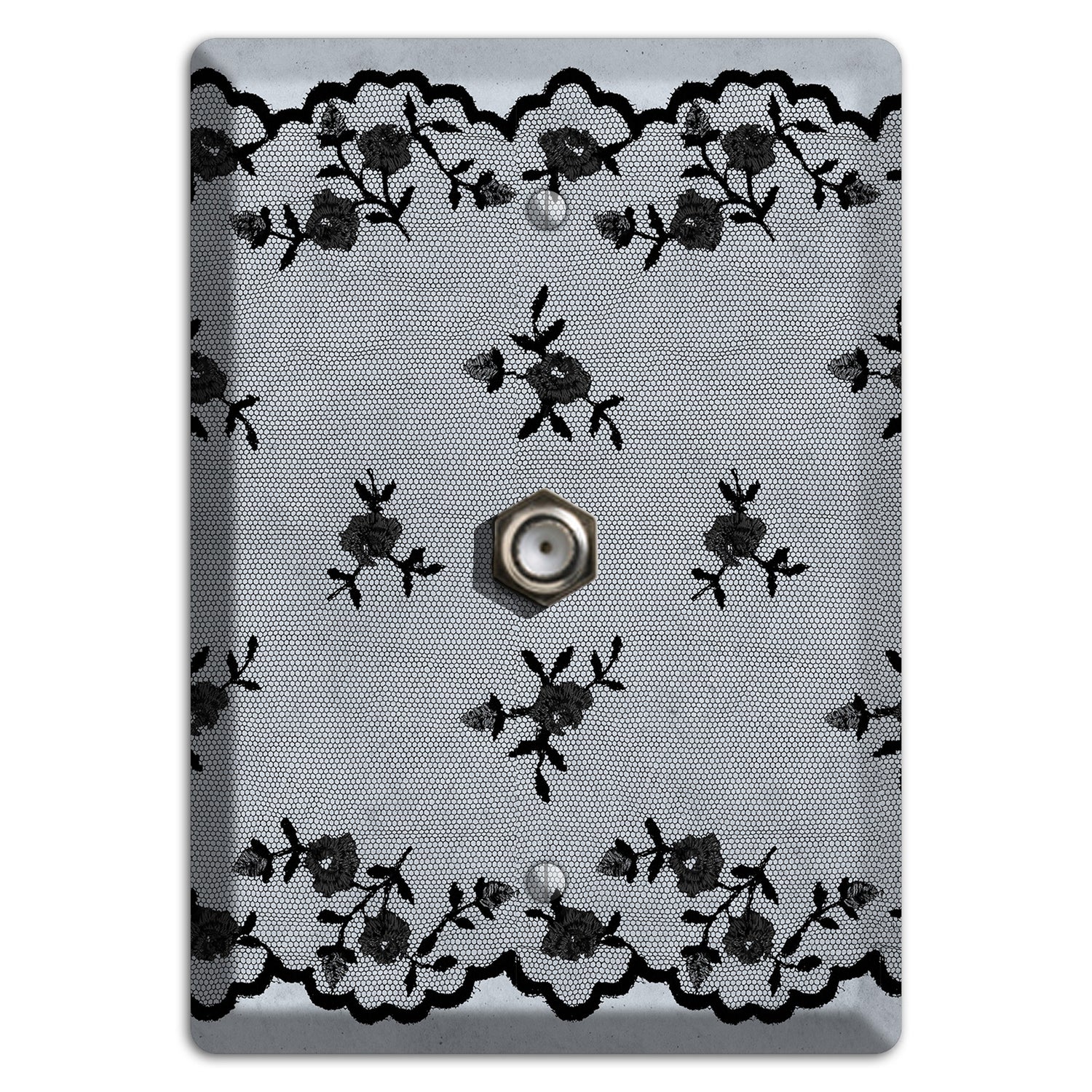 Embroidered Floral Gray Cable Wallplate