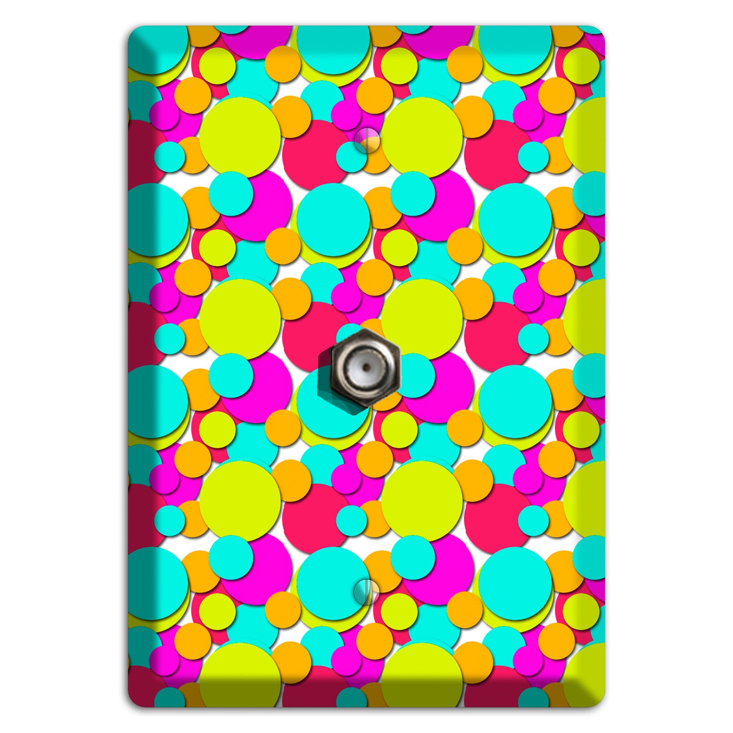 Aqua Fuschia Yellow Red Orange Bubble Dots Cable Wallplate