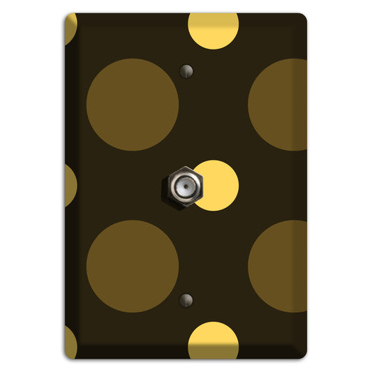 Brown with Brown and Yellow Multi Medium Polka Dots Cable Wallplate