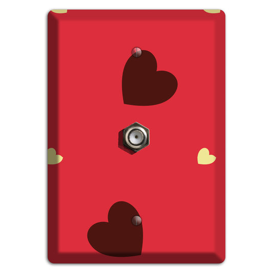 Red with Hearts Cable Wallplate