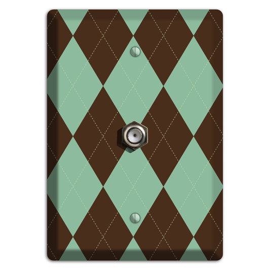 Green and Brown Argyle Cable Wallplate