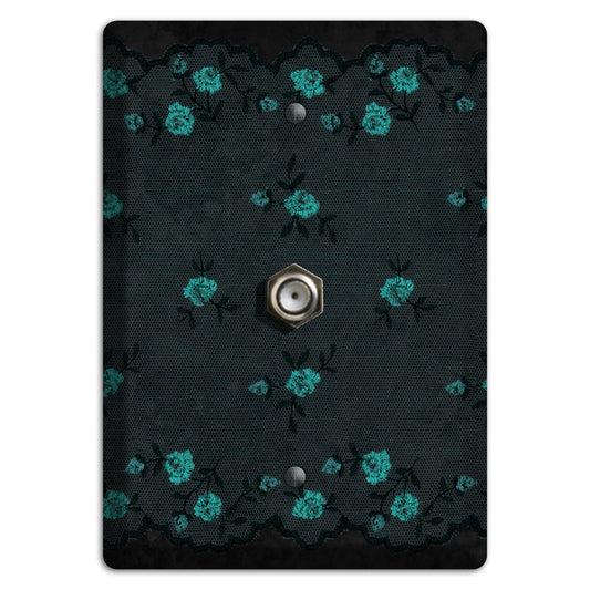 Embroidered Floral Black Cable Wallplate