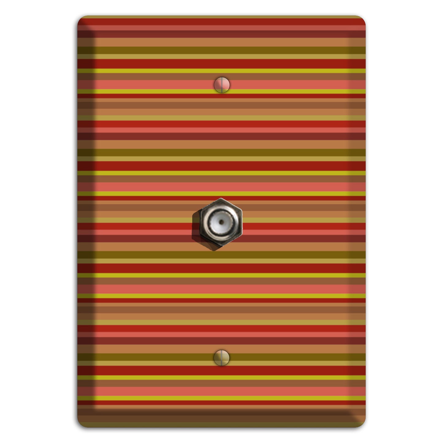 Multi Red Horizontal Stripes Cable Wallplate