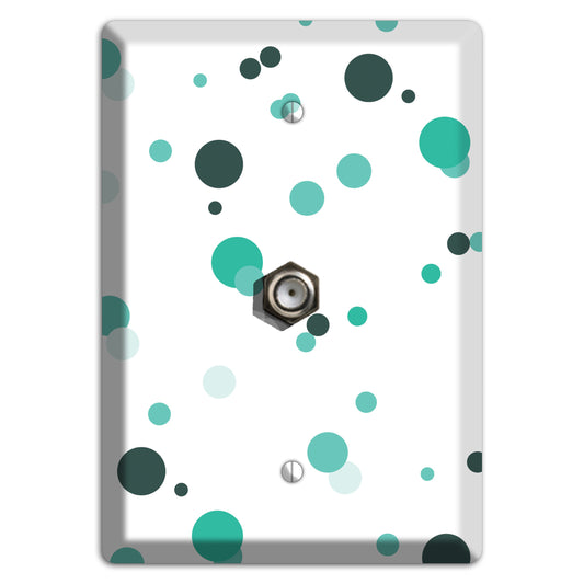 White with Multi Aqua Small Dots Cable Wallplate