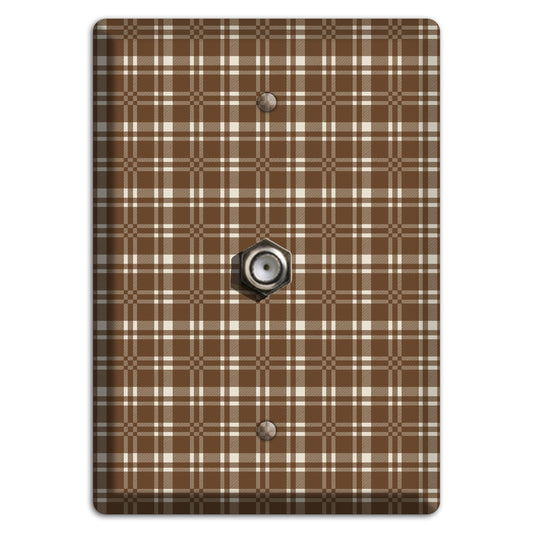 Medium Brown Plaid Cable Wallplate