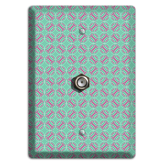 Multi Aqua with Fuschia Concentric Circles Overlay Cable Wallplate