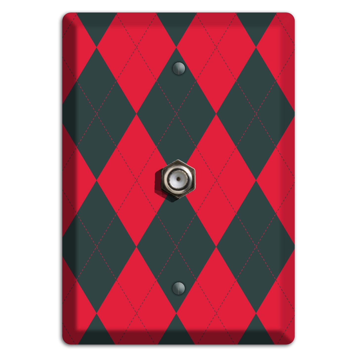 Red and Black Argyle Cable Wallplate