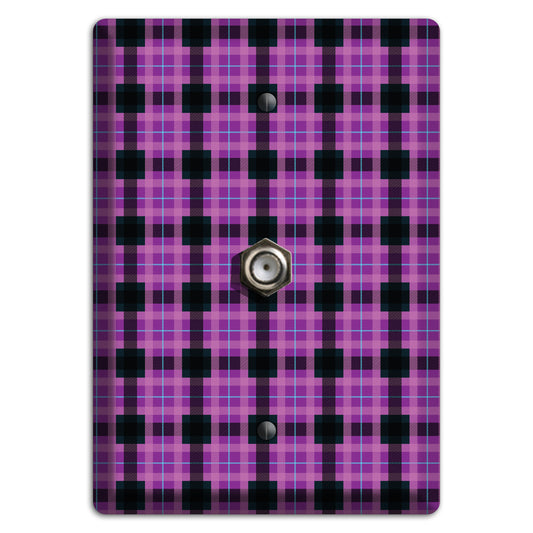 Purple and Black Plaid Cable Wallplate