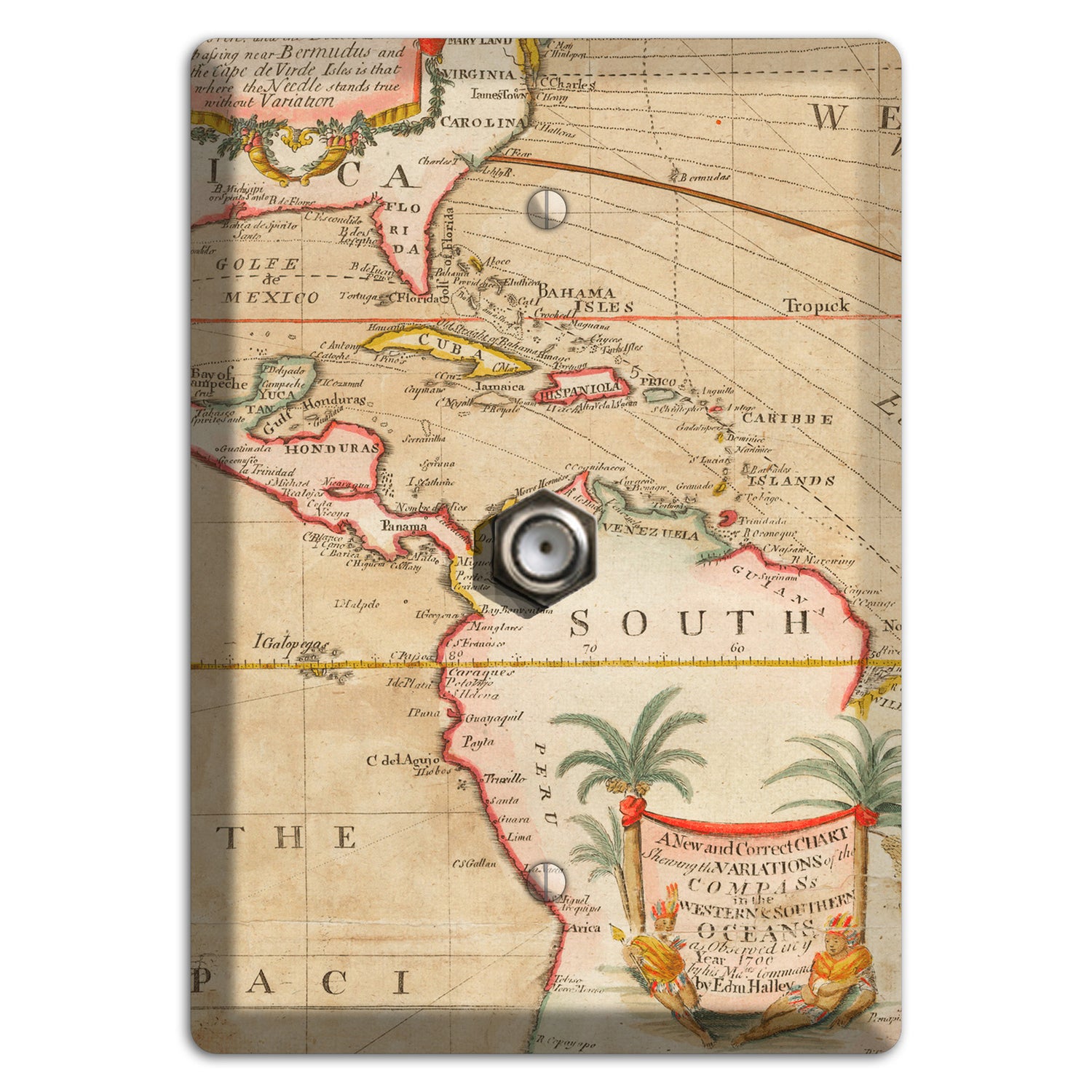 Map of Latin America Cable Wallplate