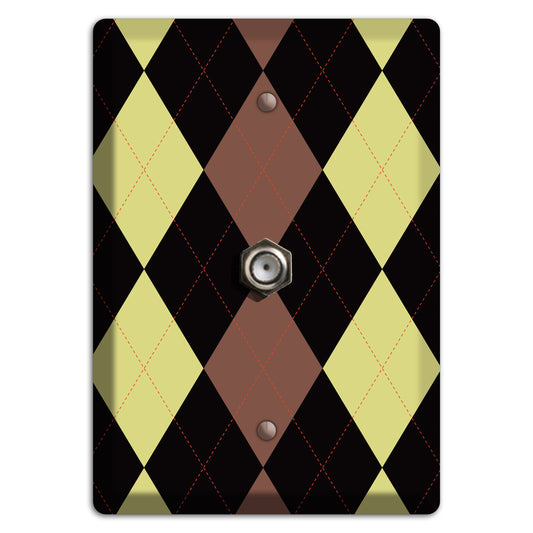 Yellow and Brown Argyle Cable Wallplate