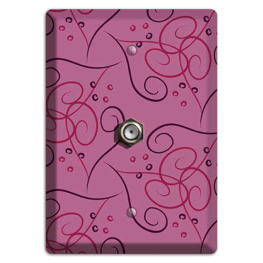 Pink Scroll Hearts Cable Wallplate