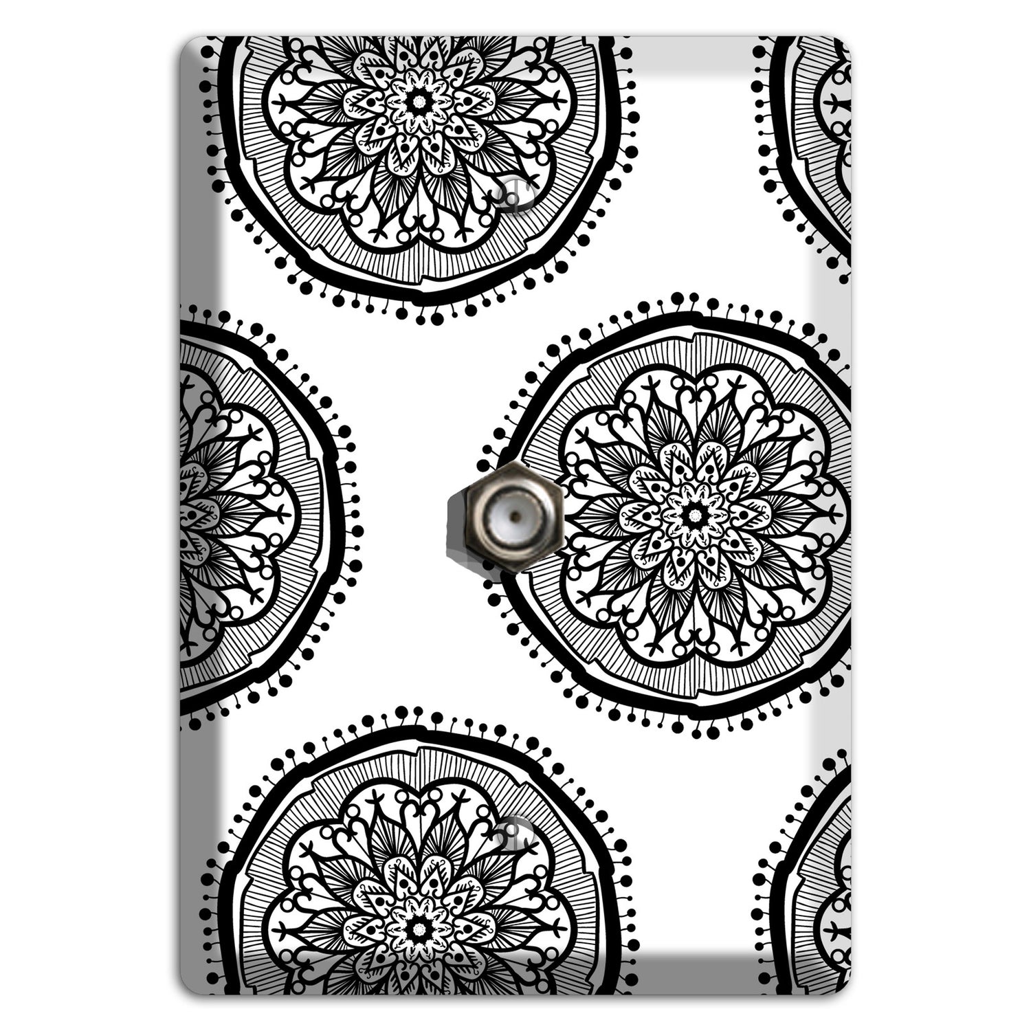 Mandala Black and White Style R Cover Plates Cable Wallplate