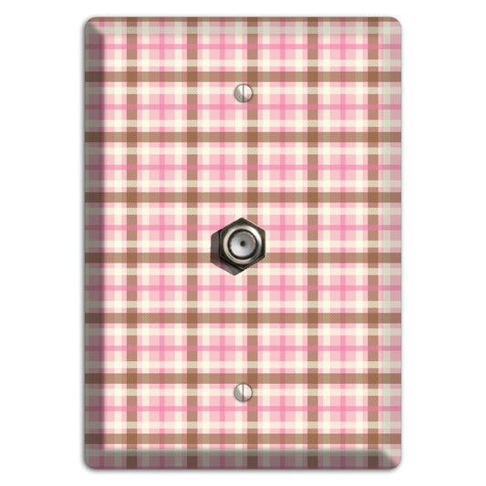 Pink and Brown Plaid Cable Wallplate