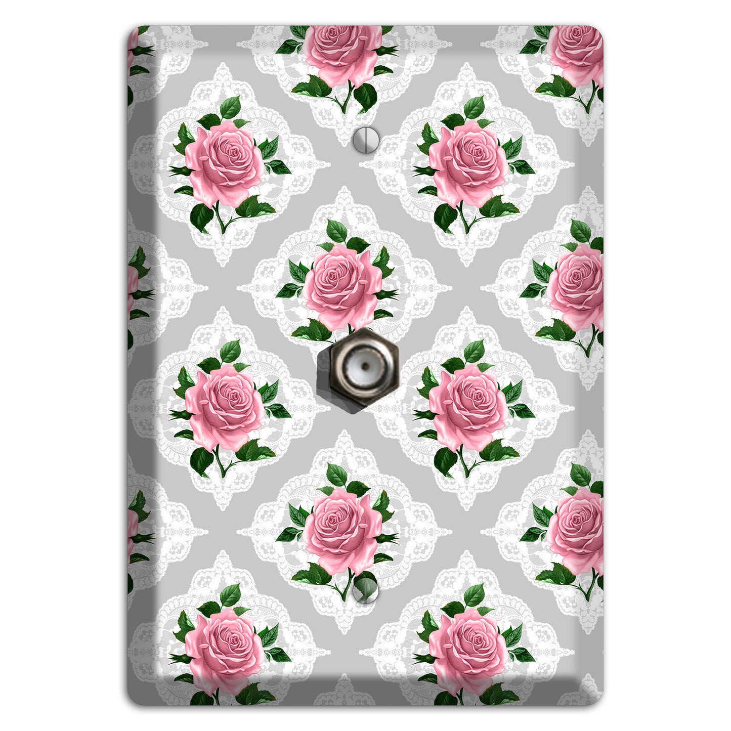 Gray Rose Doily Cable Wallplate