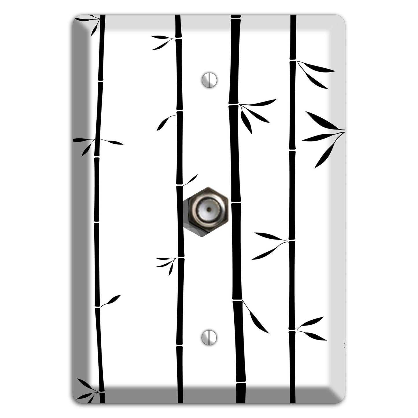 Black and White Bamboo Cable Wallplate