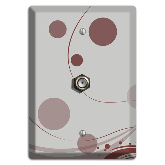 Grey with Maroon Dots and Swirls Cable Wallplate