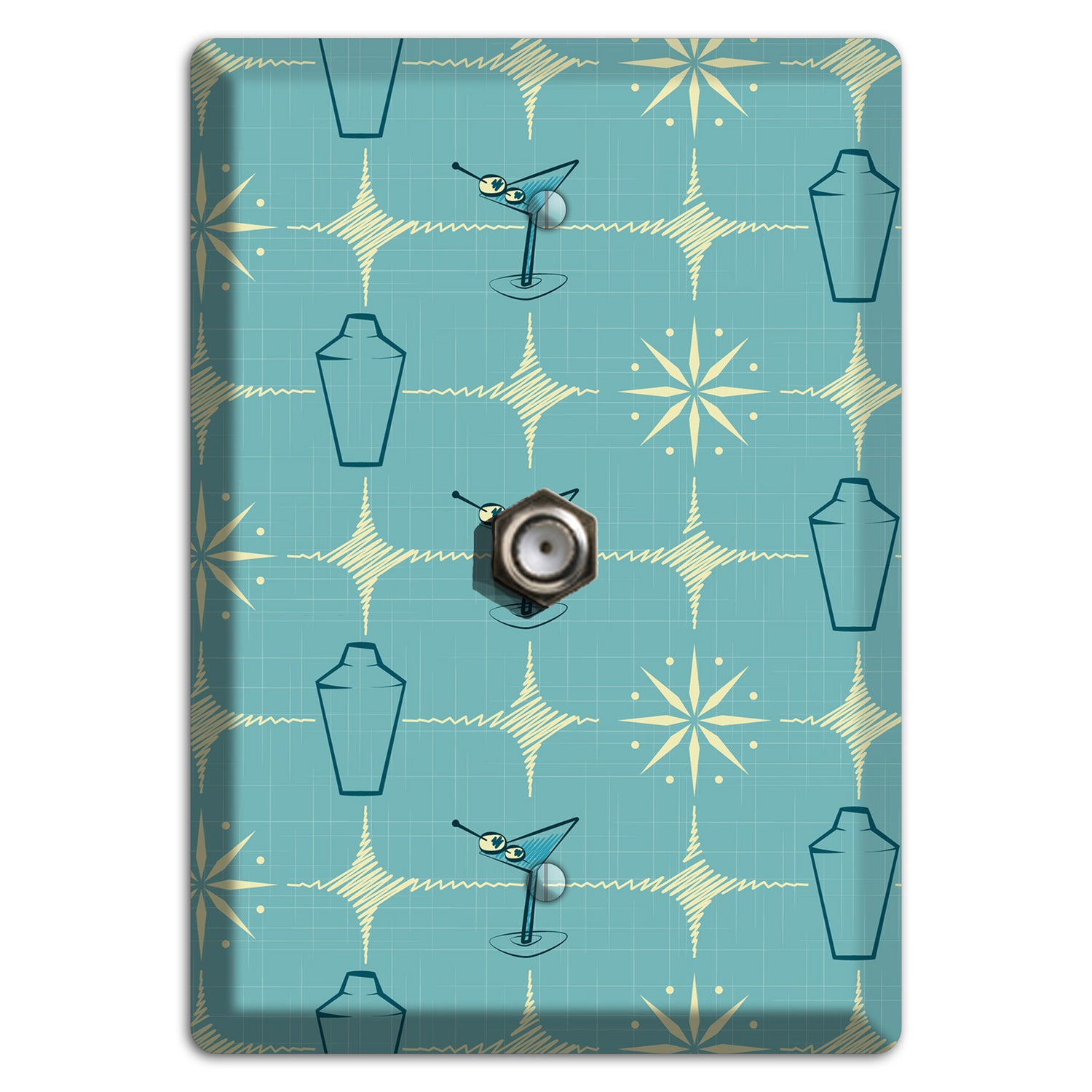 Blue Shaker and Martini Cable Wallplate