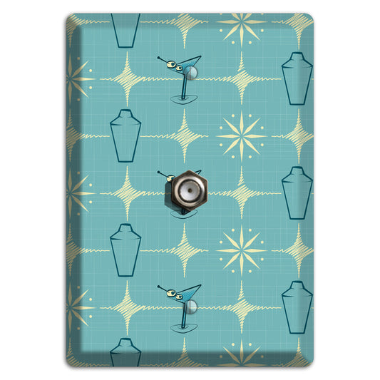 Blue Shaker and Martini Cable Wallplate