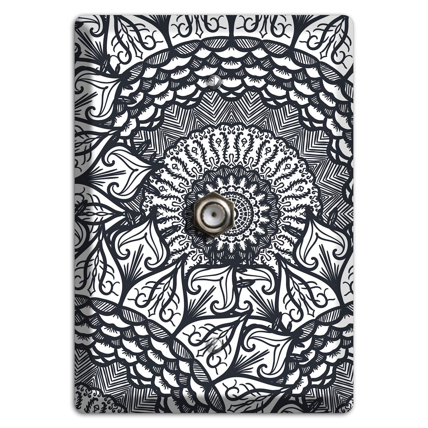 Mandala Black and White Style L Cover Plates Cable Wallplate