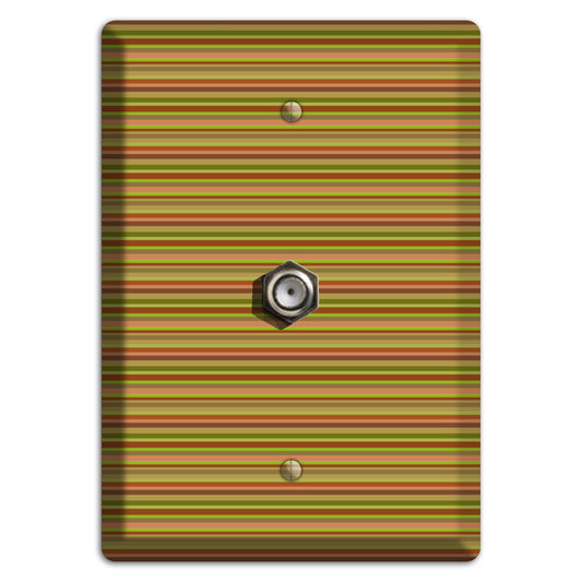 Multi Olive Burgundy Horizontal Stripes Cable Wallplate