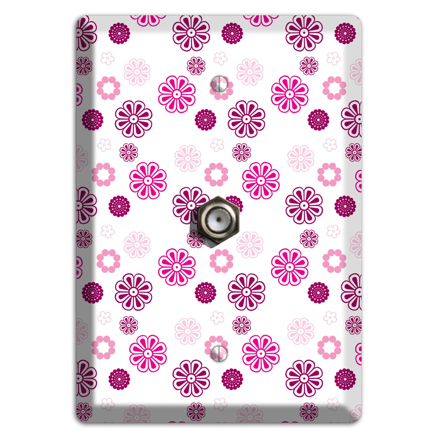 Maroon and Pink Retro Floral Cable Wallplate