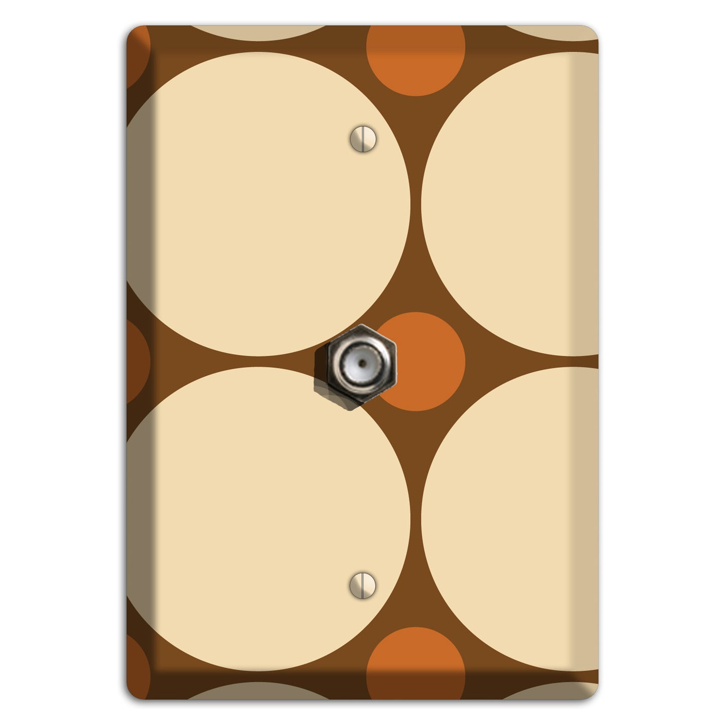 Brown with Beige and Umber Multi Tiled Large Dots Cable Wallplate