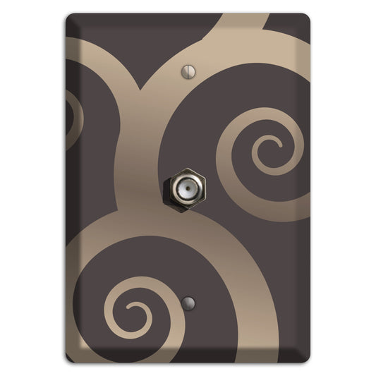 Brown with Beige Large Swirl Cable Wallplate